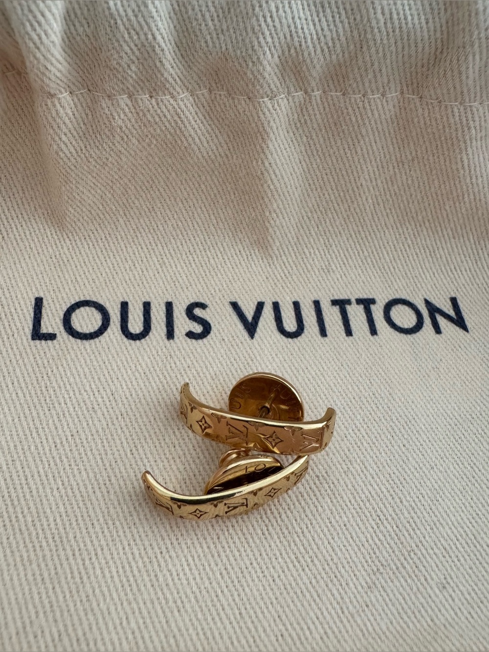 Louis Vuitton Nano Monogram Half Huggie Cuff Earrings Authentic - LV Box & COA
